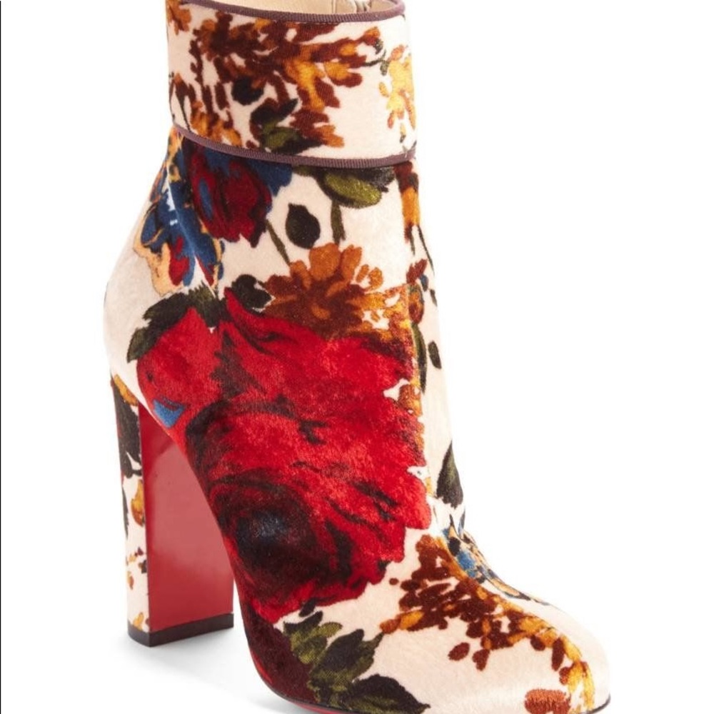 Christian Louboutin Velvet Floral Moulamax Bootie